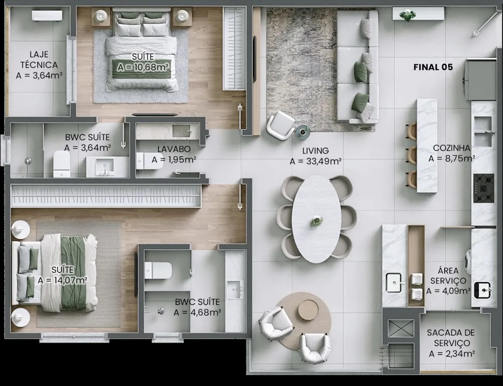 Apartamento 2 suítes + lavabo à venda em Praia Brava, Itajaí, foto 2